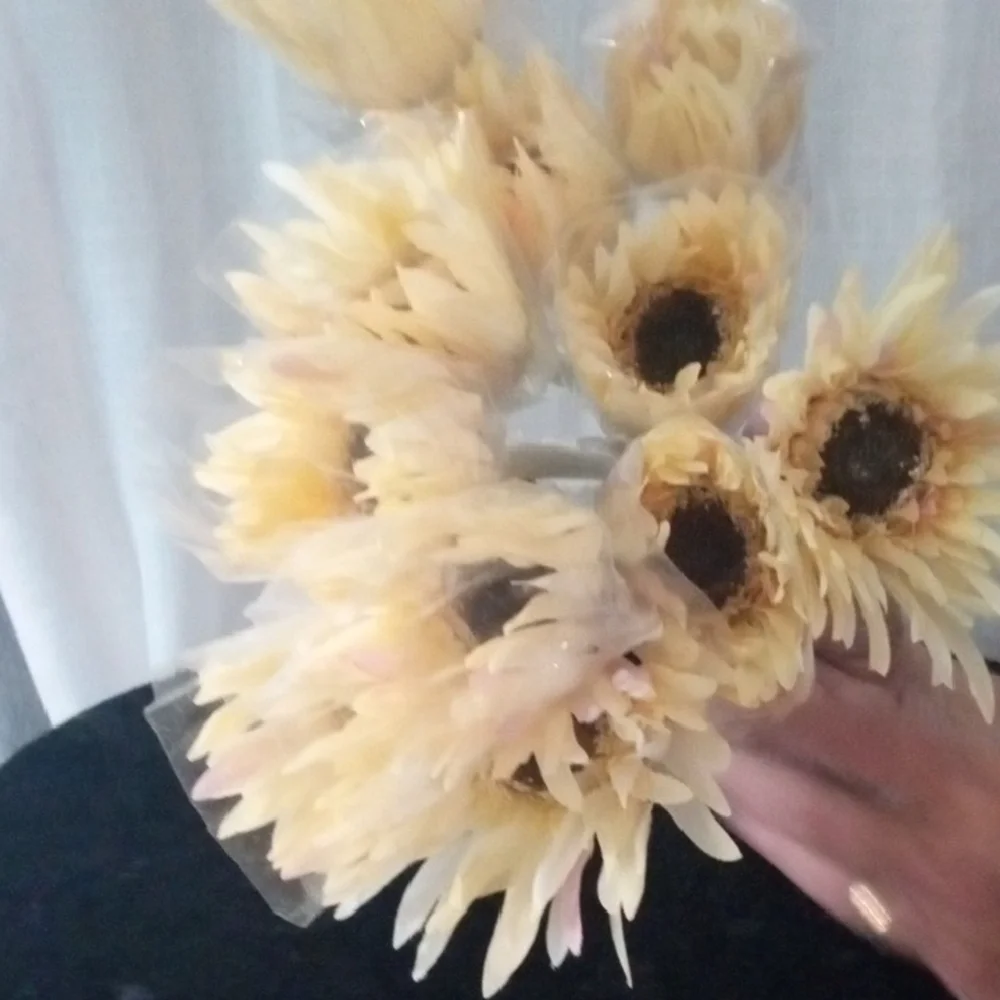 1 DOZ.Vibrant Cream &  Pink Gerber Daisy Faux Floral Accents